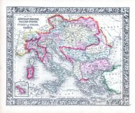 Austrian Empire, Italian States, Turkey in Europe and Greece, World Atlas 1864 Mitchells New General Atlas